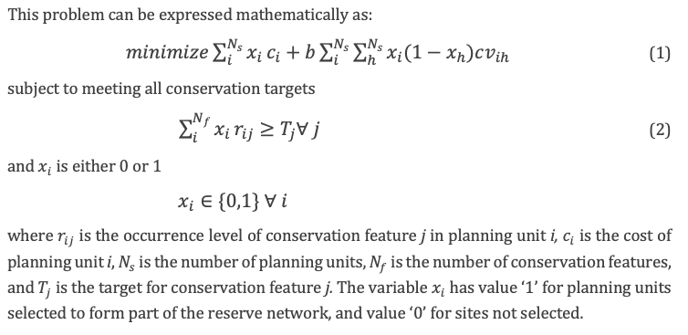 Prioritizr problem equation